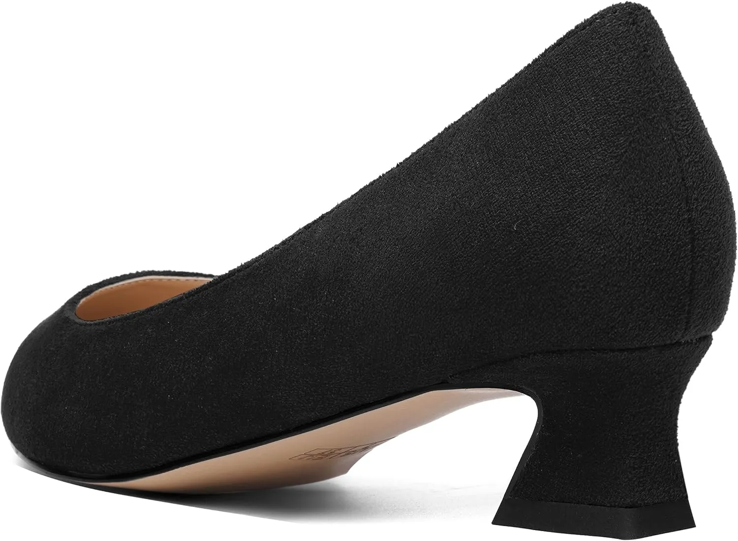 ROSERWISH Womens Suede Fashion Round Toe Casual Slip On Dating Chunky Low Heel Pumps Shoes 1.5 Inch