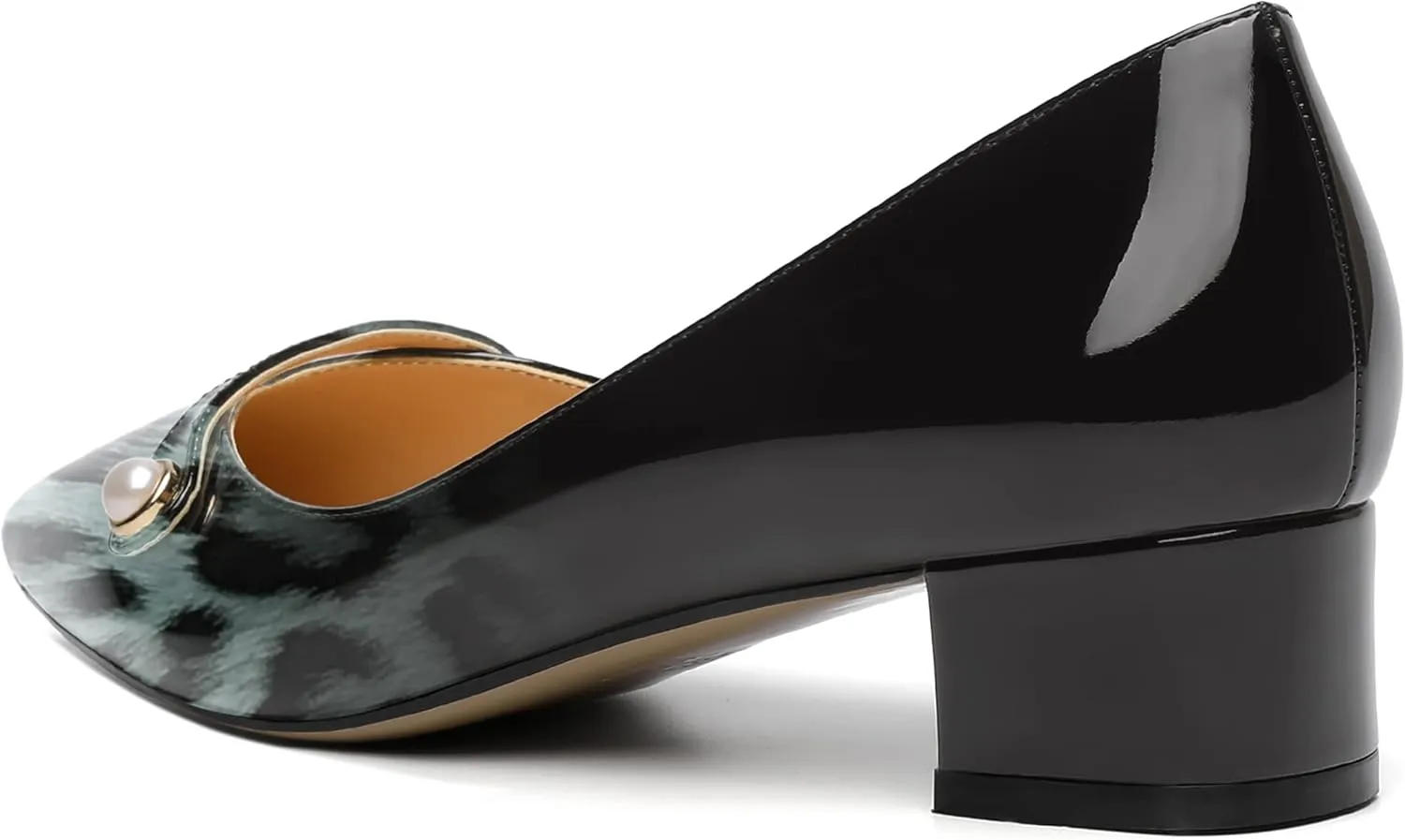 ROSERWISH Womens Work Wedding Slip On Patent Pointed Toe Cute Chunky Low Heel Pumps Dress Shoes 1.5 Inch