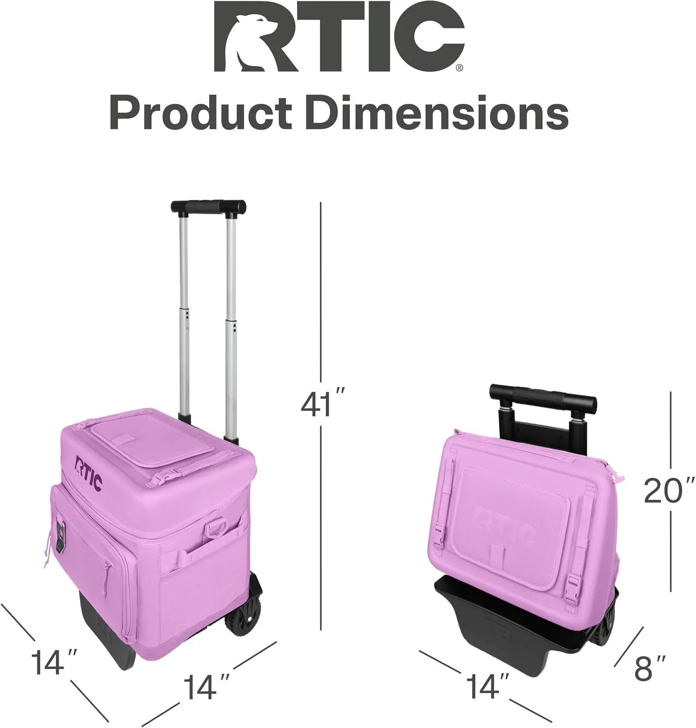 RTIC 40 Can Everyday Wheeled Cooler, Soft Sided Insulated Portable Rolling Collapsible Cooler Bag with Wheels and Handle for Outdoor, Beach, Camping, Sports, Travel, Leakproof