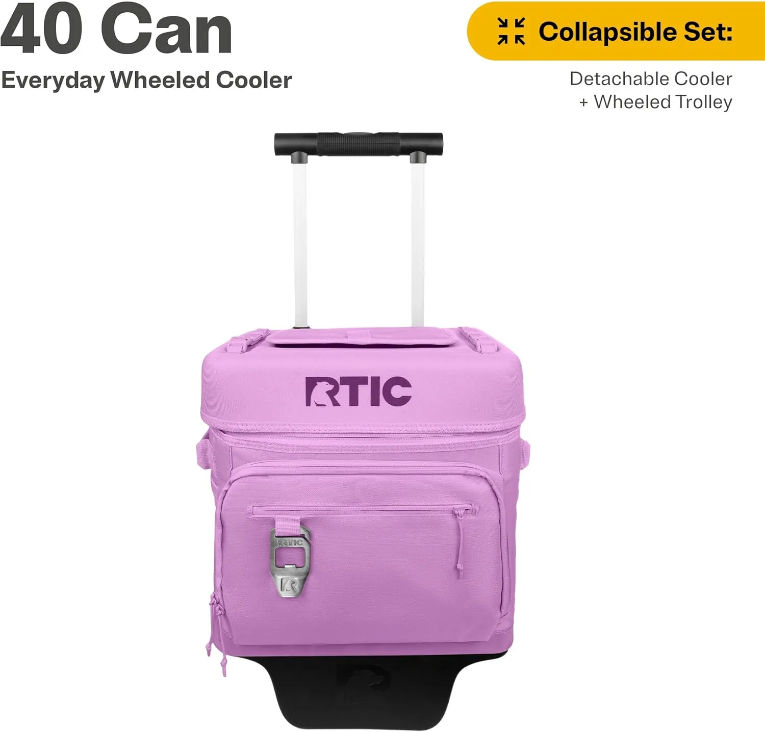 RTIC 40 Can Everyday Wheeled Cooler, Soft Sided Insulated Portable Rolling Collapsible Cooler Bag with Wheels and Handle for Outdoor, Beach, Camping, Sports, Travel, Leakproof