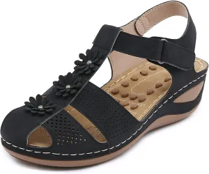 Ruiatoo Wedge Sandals for Women Closed Toe Comfortable with Massage Function Outdoor Platform Sandals