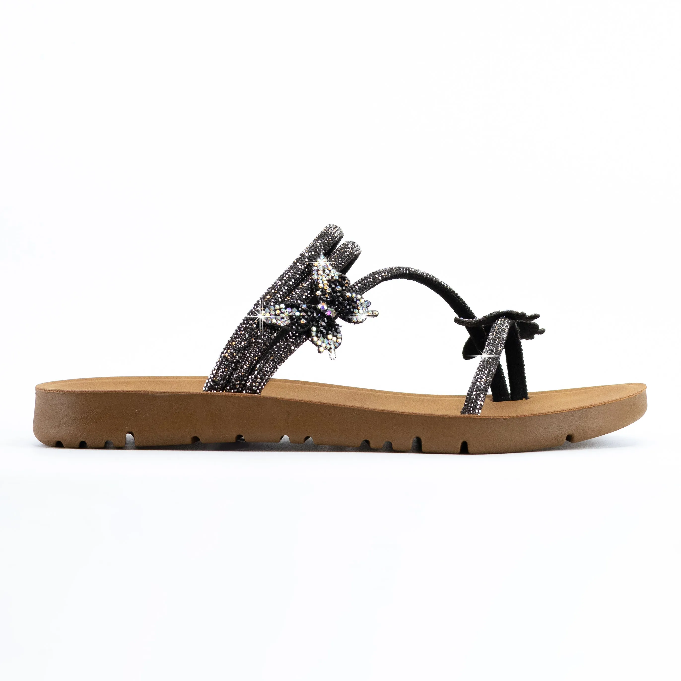 Sailor - Embellished Slip-On Sandals, Rhinestone Butterfly Details & Comfort Insole, Stylish Summer Footwear
