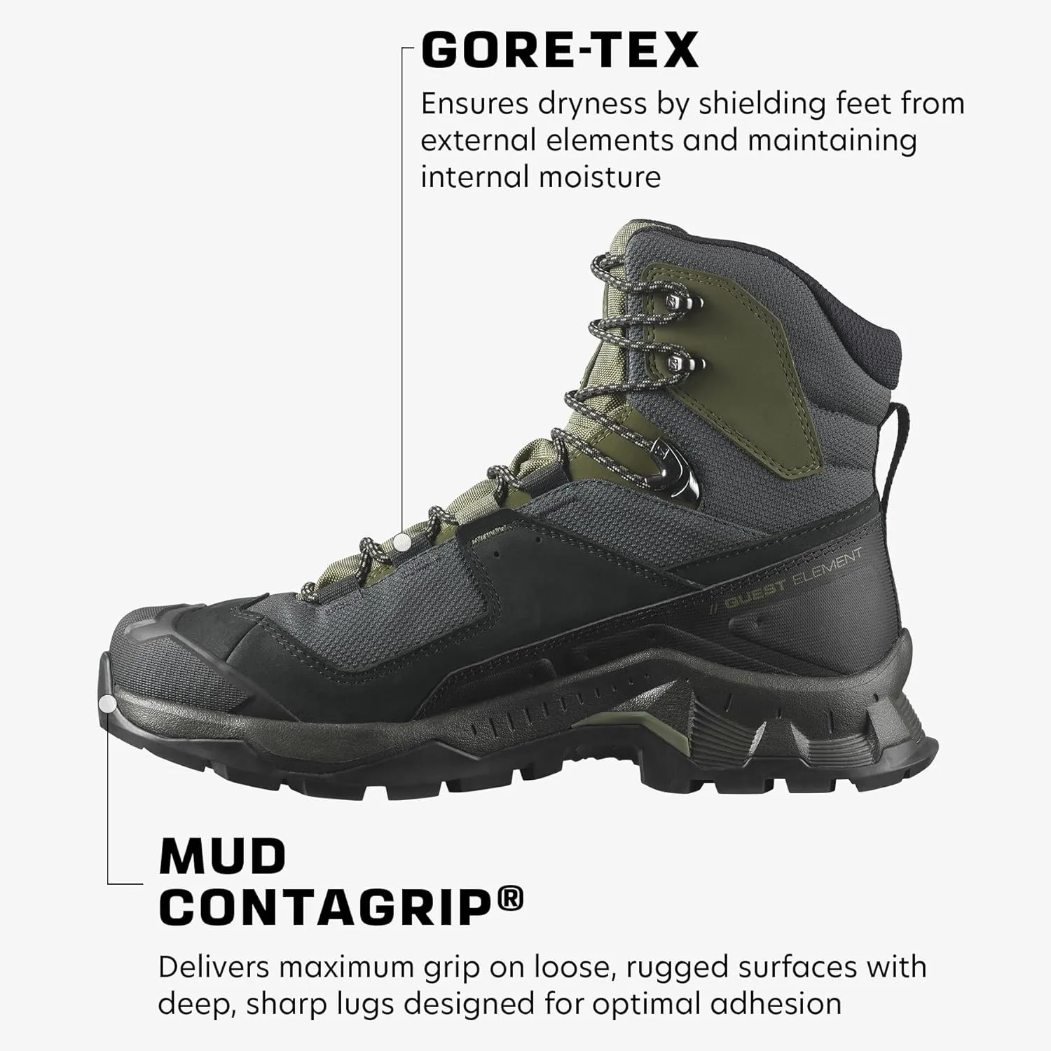 Salomon Men’s Quest Element Gore-Tex, Waterproof Neutral Leather Hiking Boots