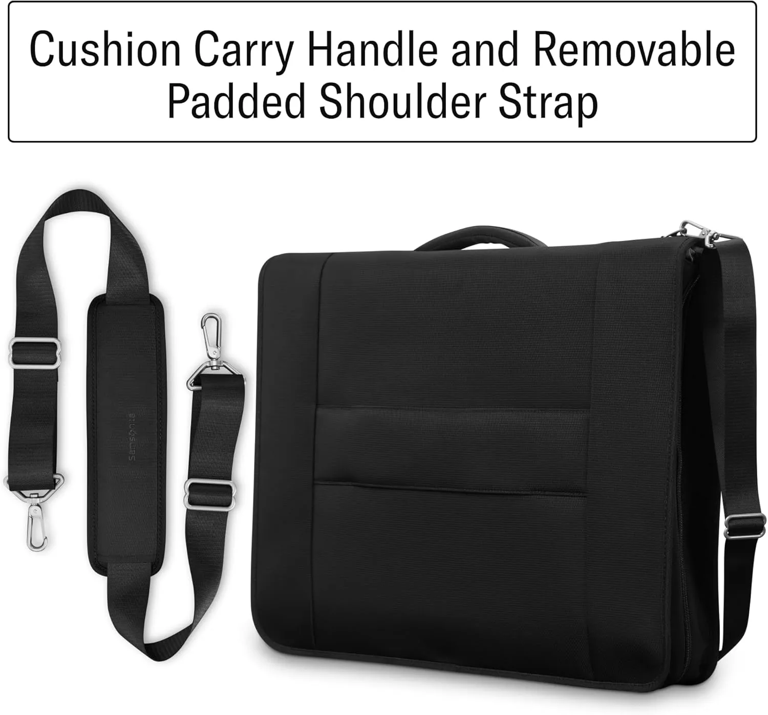 Samsonite UpLIFT 23” Bifold Garment Bag - Includes Wet Pocket and StackIt Strap™ Bi-Fold Bar To Prevent Creases - Tri-Fold Bar Option For Longer Items - Designed For Ultra Light Travel - Black