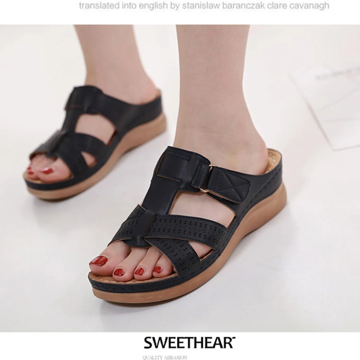 Sandals for Women Wedge Shoes Comfortable Orthopedic Slip On Slipper Sandals Dressy Casual Soft Cushion Slides Sandal Summer Shower Shoes On Feet All Day