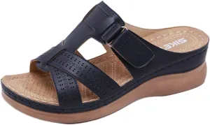 Sandals for Women Wedge Shoes Comfortable Orthopedic Slip On Slipper Sandals Dressy Casual Soft Cushion Slides Sandal Summer Shower Shoes On Feet All Day