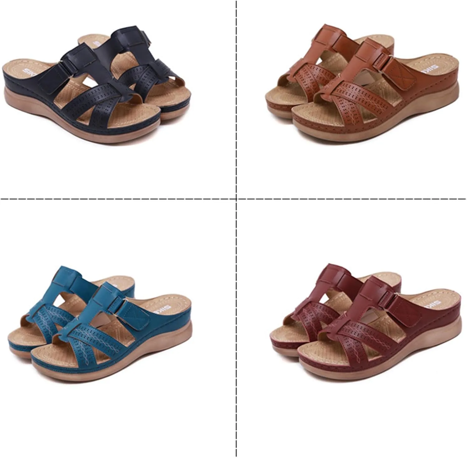 Sandals for Women Wedge Shoes Comfortable Orthopedic Slip On Slipper Sandals Dressy Casual Soft Cushion Slides Sandal Summer Shower Shoes On Feet All Day