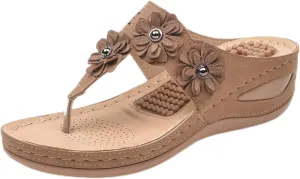 Sandals Women Wedge Shoes Summer Orthopedic Slides Flip Flops Comfortable Casual Dressy Soft Cushion Wedge Sandals Open Toe Indoor Shower Shoes for Women