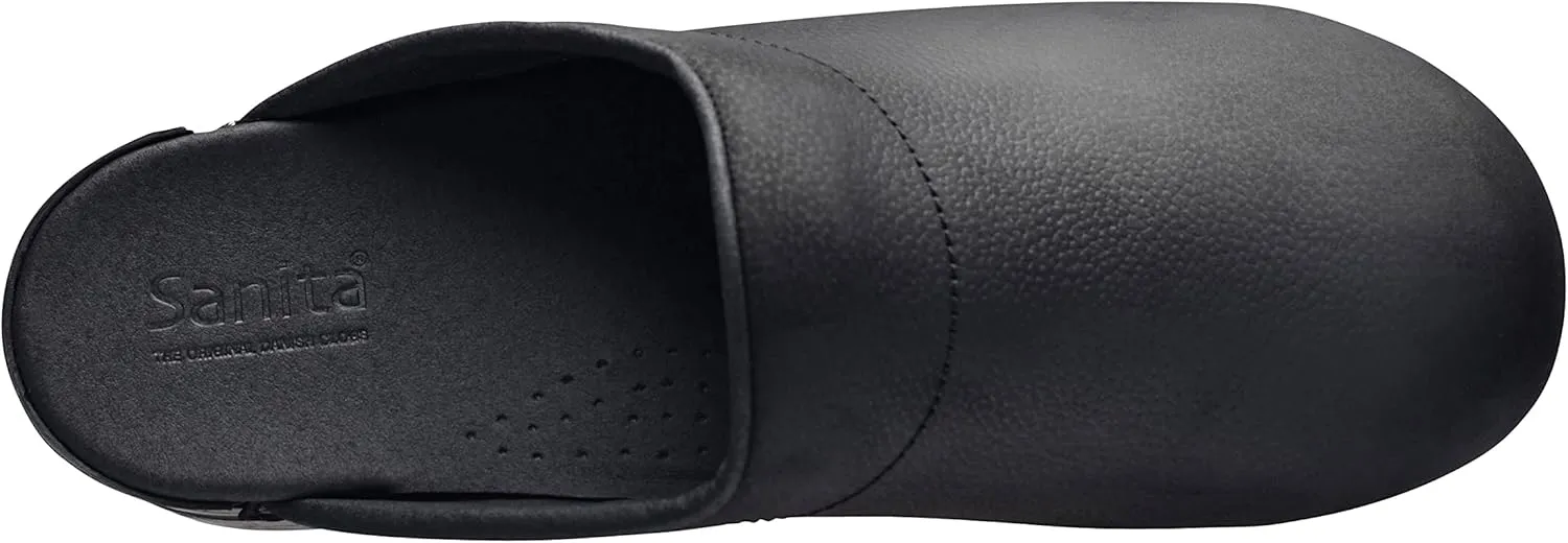 Sanita Karl Textured Oiled Leather Professional Clogs for Men - Arch Support, Durable, Open-Back, APMA Approved Slip-On Shoes