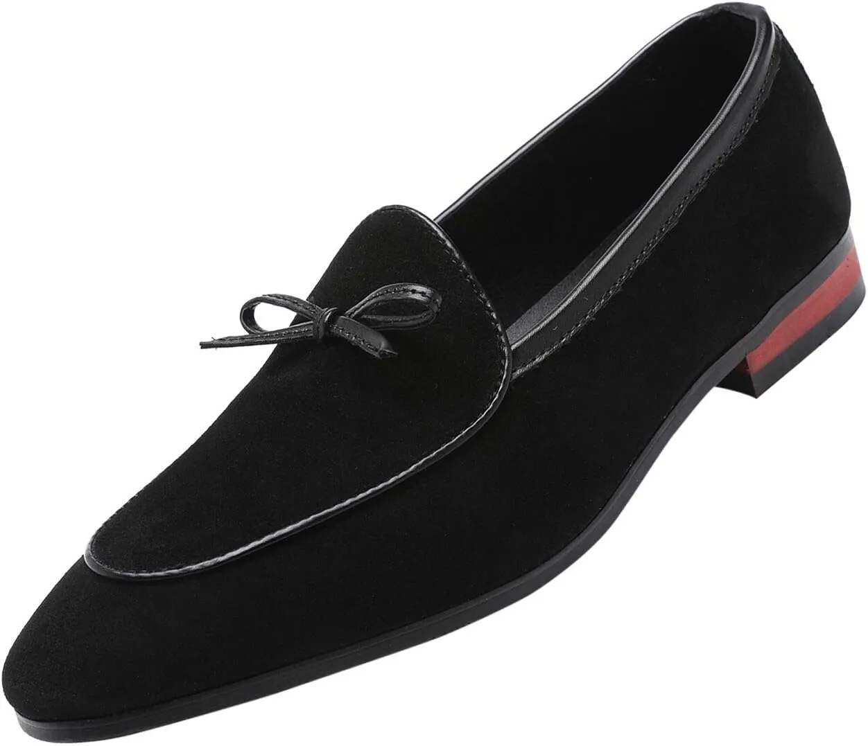 Santimon Mens Dress Shoes Smoking Slippers Casual Bow Slip-on Suede Flats Penny-Loafers Black Brown Tan