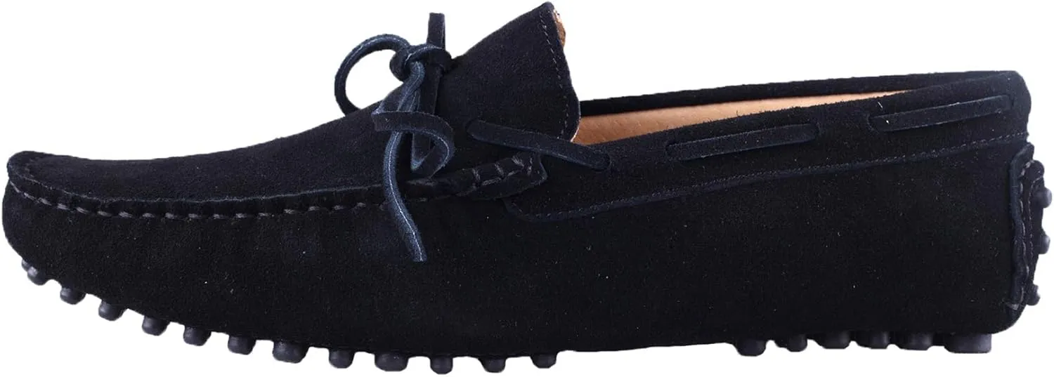 Santimon Men's Suede Leather Driving Walking Moccasins Loafer Lace Shoes