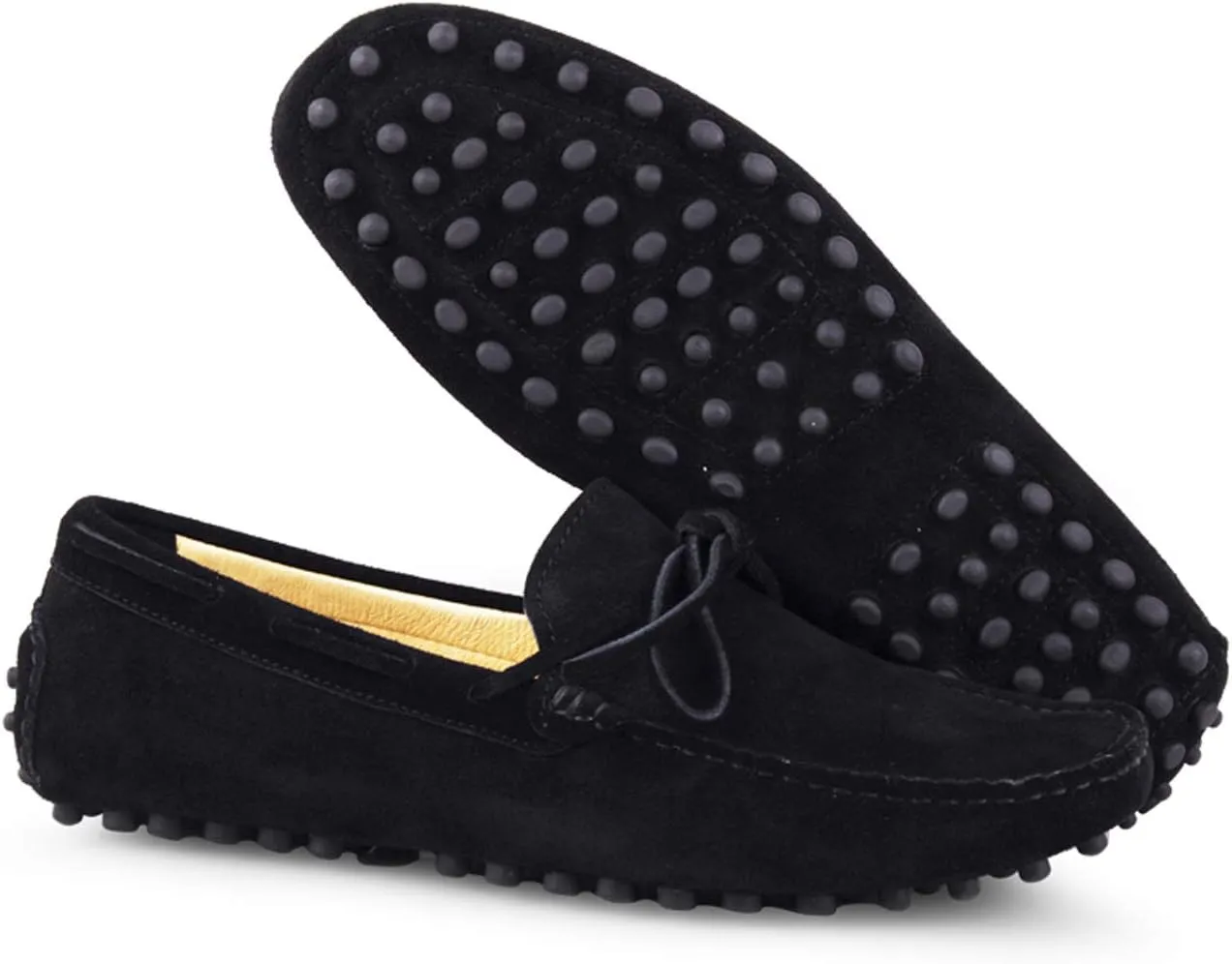 Santimon Men's Suede Leather Driving Walking Moccasins Loafer Lace Shoes