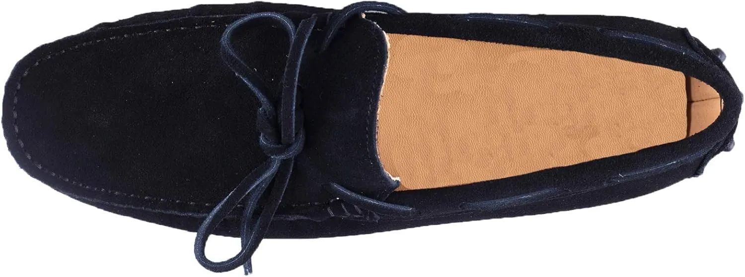 Santimon Men's Suede Leather Driving Walking Moccasins Loafer Lace Shoes