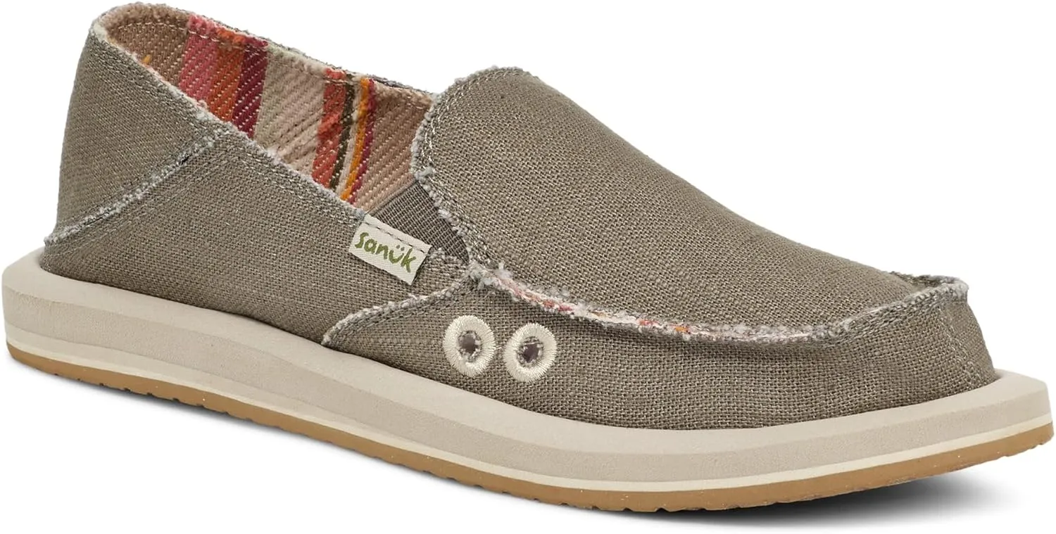 Sanuk Womens Donna Hemp Loafers | Womens Shoes | Slip On Shoes for Women | Women's Slip-on Loafers | Memory Foam Footbed