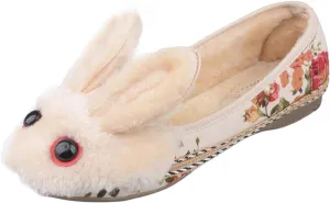 SATUKI Handmade Embroidered Shoes for Women, Slip-On Casual Loafer Flat Animal Floral Shoes