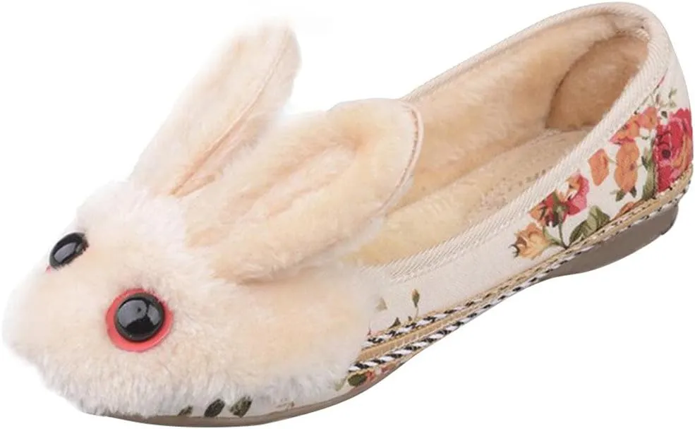 SATUKI Handmade Embroidered Shoes for Women, Slip-On Casual Loafer Flat Animal Floral Shoes