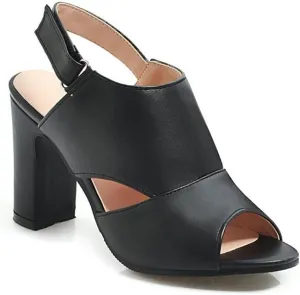 Sexy Fish Mouth Chunky Heel Sandal Fashion Plus Size High Heels Elegant Office Dress Shoes Casual Outdoor Wedding Party Sandal (Color : Black, Shoe Size : 9)
