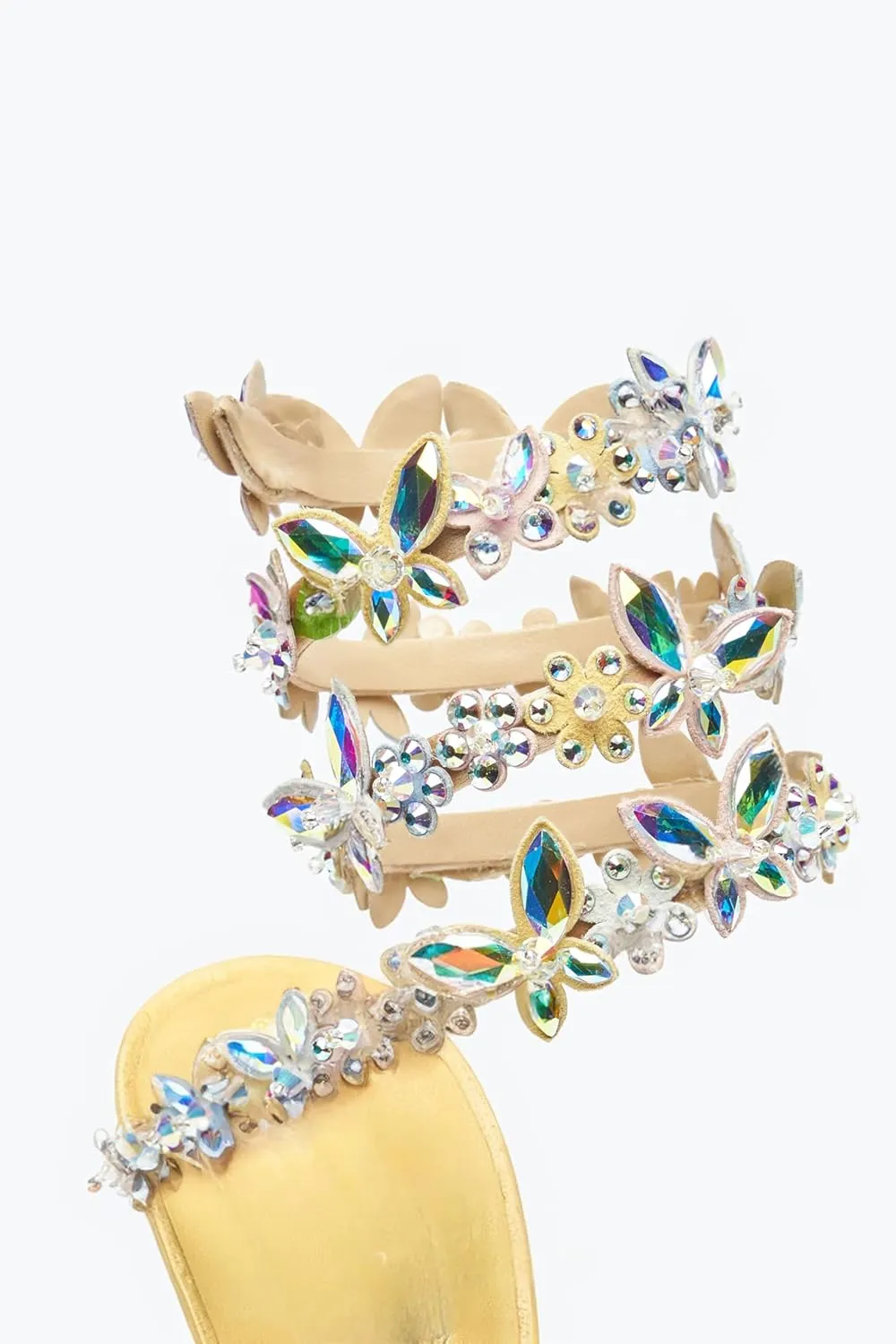 sexytag Rhinestone Butterfly Bow Heels Wrap Up Stiletto High Heels Open Toe Sandals Wedding Prom Heels