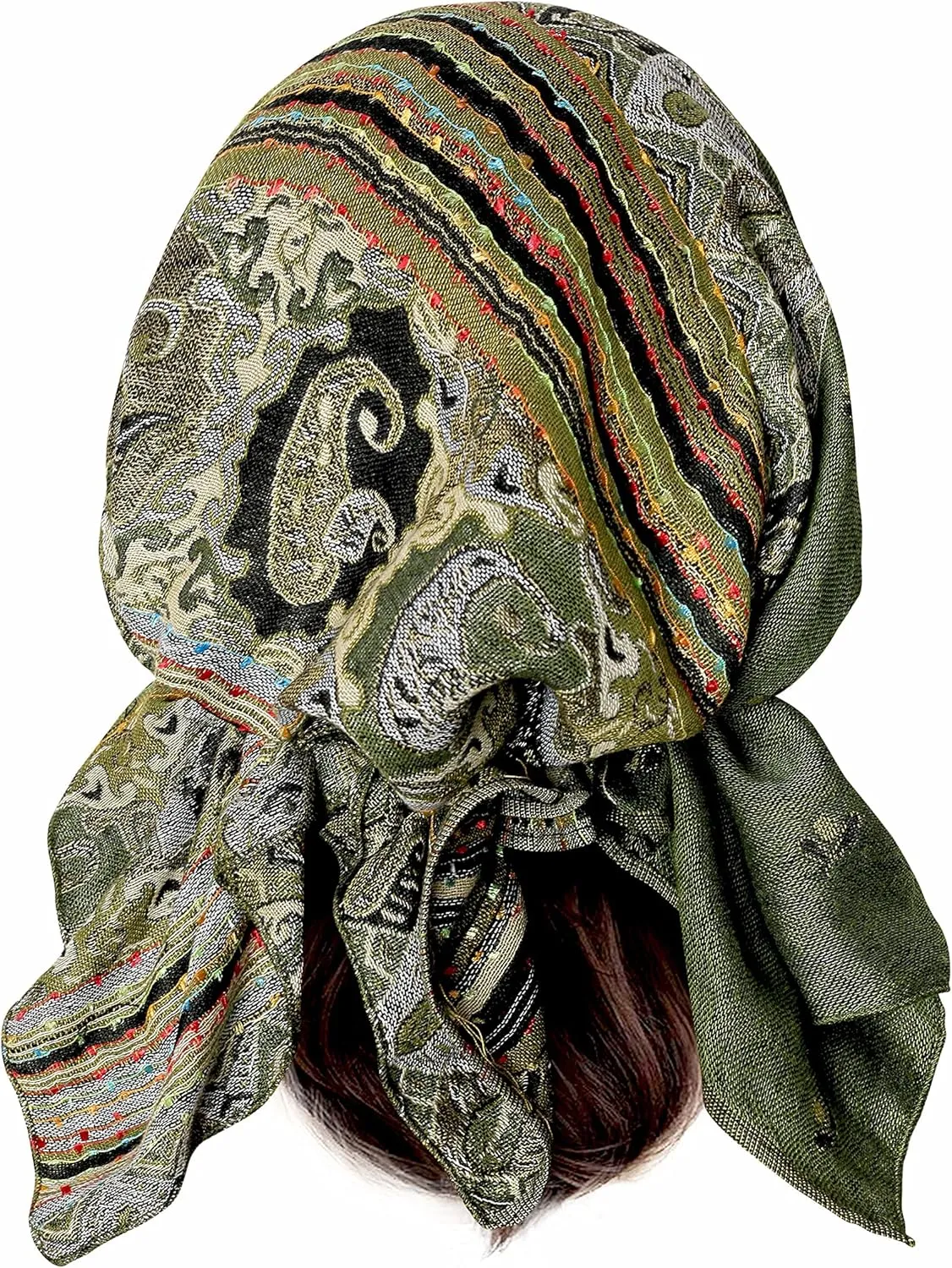 ShariRose Cashmere Headscarf Headwear for Women Tichel Super Soft Headcovering Head cover Head wear Pre tied Bandana Handmade