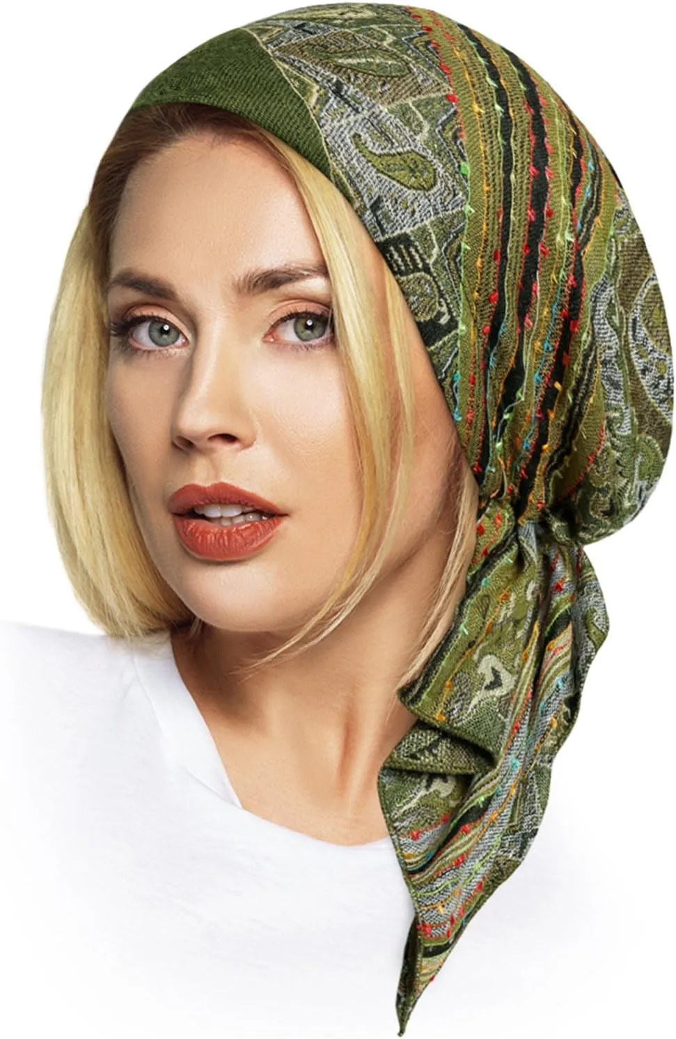 ShariRose Cashmere Headscarf Headwear for Women Tichel Super Soft Headcovering Head cover Head wear Pre tied Bandana Handmade
