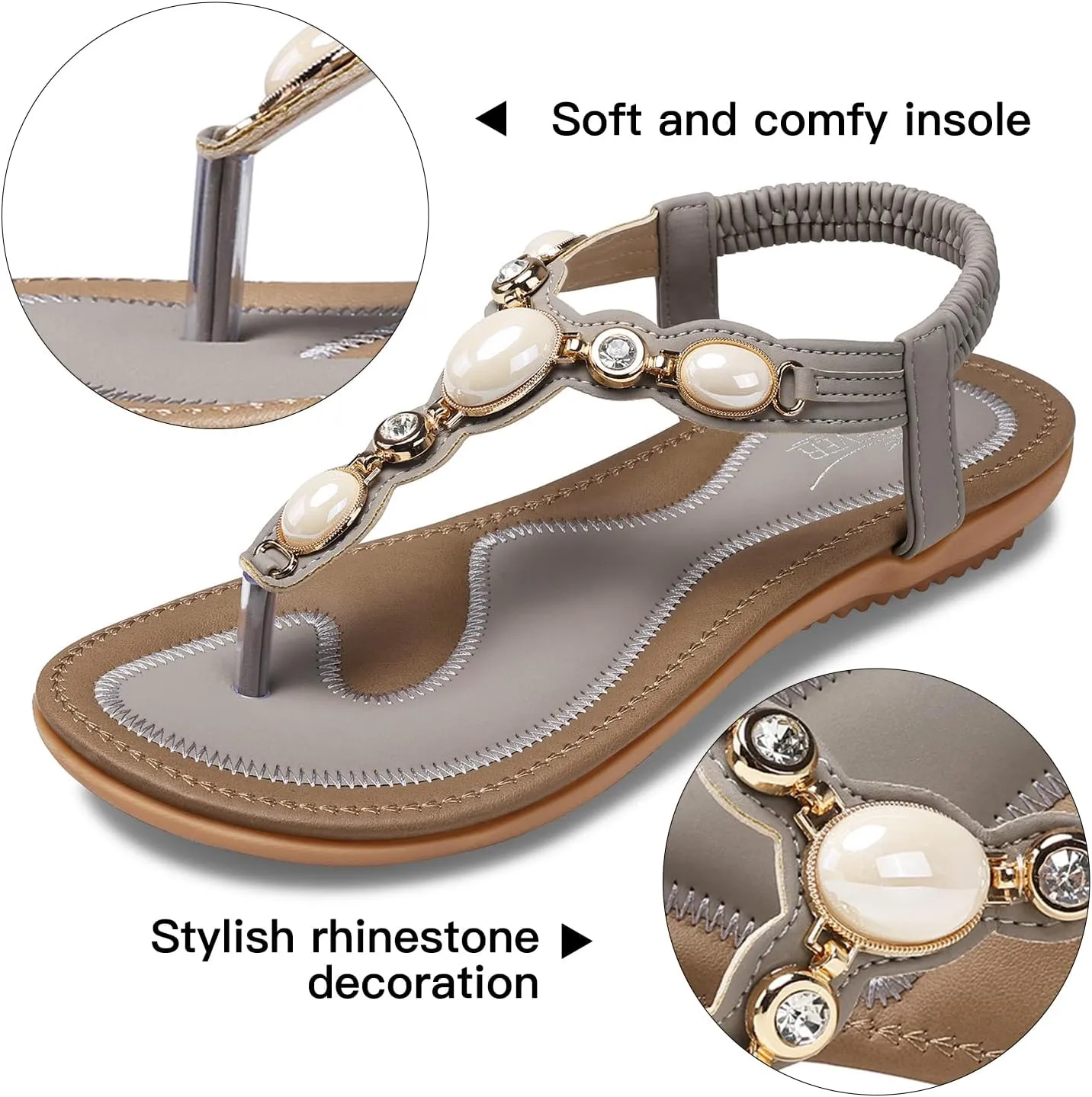 SHIBEVER Flat Sandals for Women Dressy: Summer Comfortable Dress Thong Flats Sandal