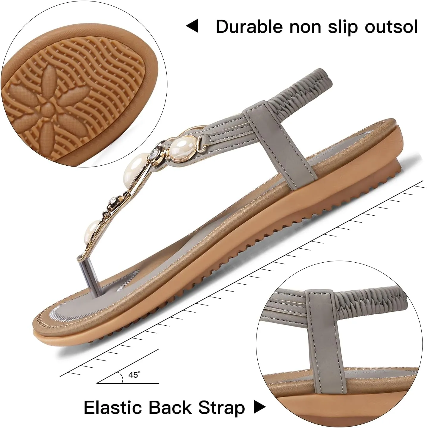 SHIBEVER Flat Sandals for Women Dressy: Summer Comfortable Dress Thong Flats Sandal