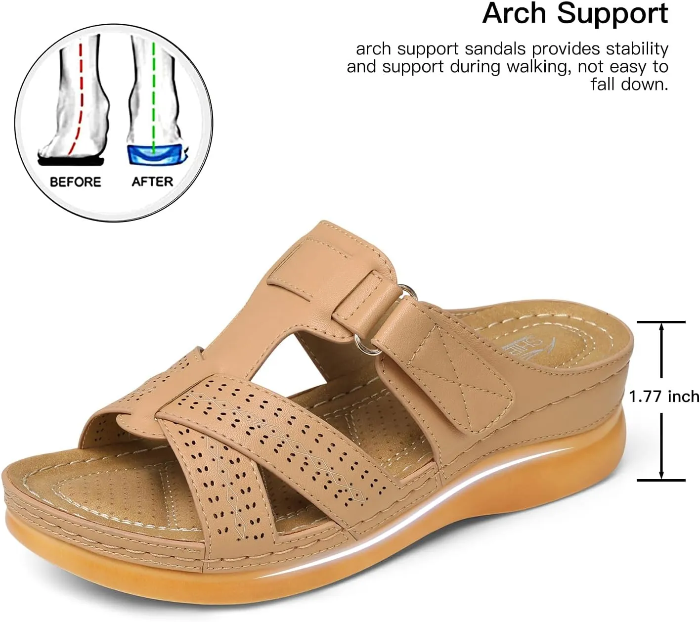 SHIBEVER Womens Sandals Wedge Comfortable: Orthopedic Wedge Sandalias Women - Slip on Platform Sandals