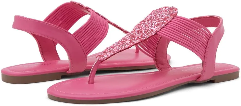 Shoe Land Women's Flat Sandals - Fashion Thong & Gladiator Style with Elastic Strappy String Ankle Strap, Dressy Casual Comfortable Daily Wear, Trendy 2025