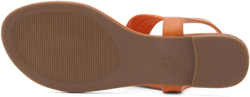Shoe Land Women's Flat Sandals - Fashion Thong & Gladiator Style with Elastic Strappy String Ankle Strap, Dressy Casual Comfortable Daily Wear, Trendy 2025