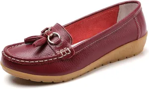 Shoes Loafers for Women Classic Leather Loafers Casual Slip-On Boat Shoes ComfortWalking Moccasins Soft Sole Shoes