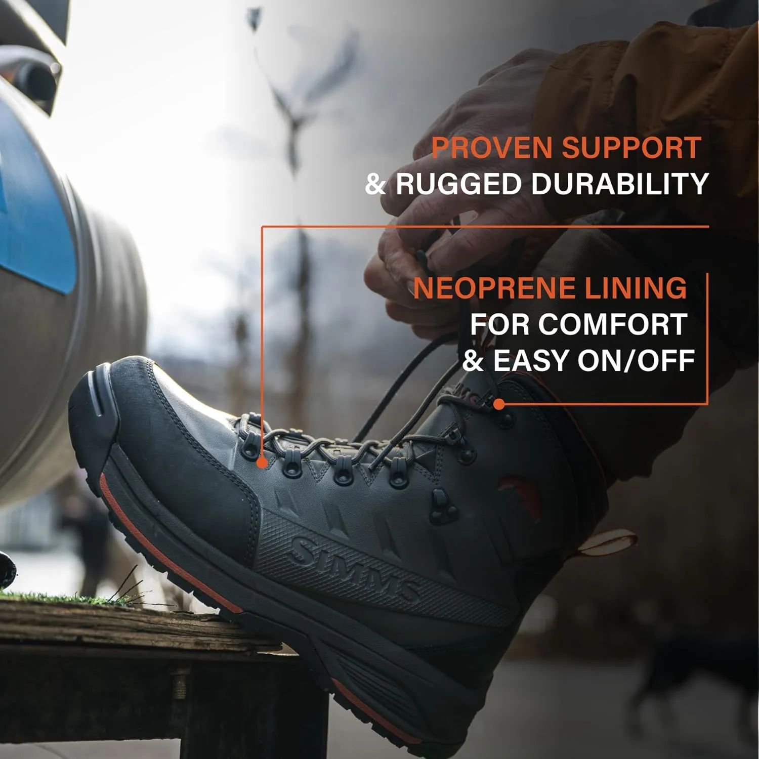 Simms Freestone Wading Boots for Men - Rugged Rubber Sole Fishing Shoes with Traction Control and Time-Tested Durability