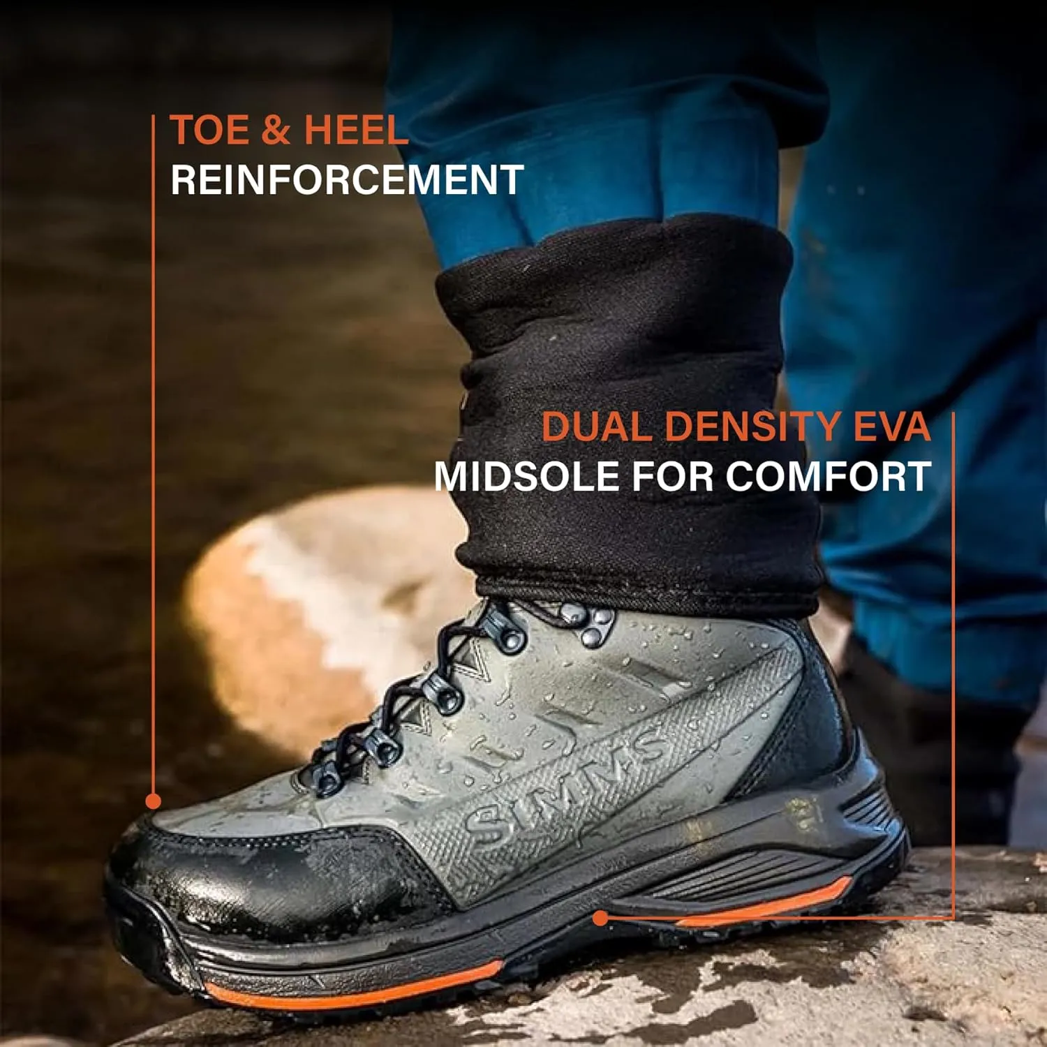 Simms Freestone Wading Boots for Men - Rugged Rubber Sole Fishing Shoes with Traction Control and Time-Tested Durability