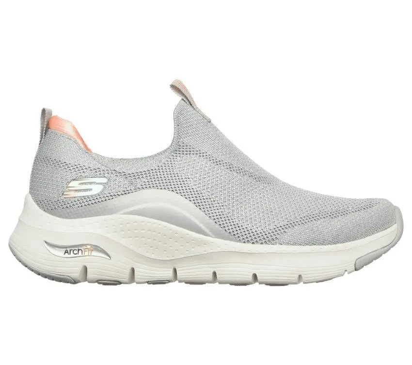 Skechers Womens Arch Fit Keep It Up Grey/Pink