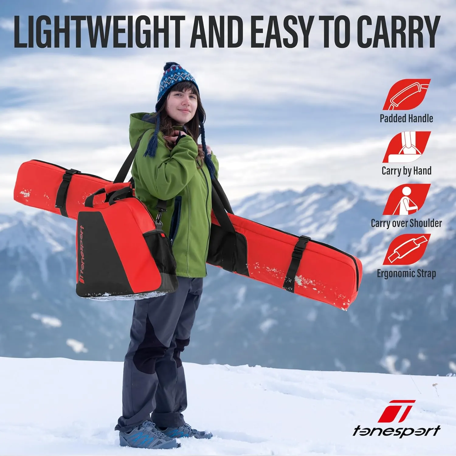 Ski Bag and Boot Bag Combo - Ski Bags for Air Travel - Unpadded Snow Ski Bags - For Skis Up to 180cm