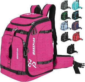 Ski Boot Bag - 65L Padded, Waterproof Ski Travel Backpack for Gear & Accessories