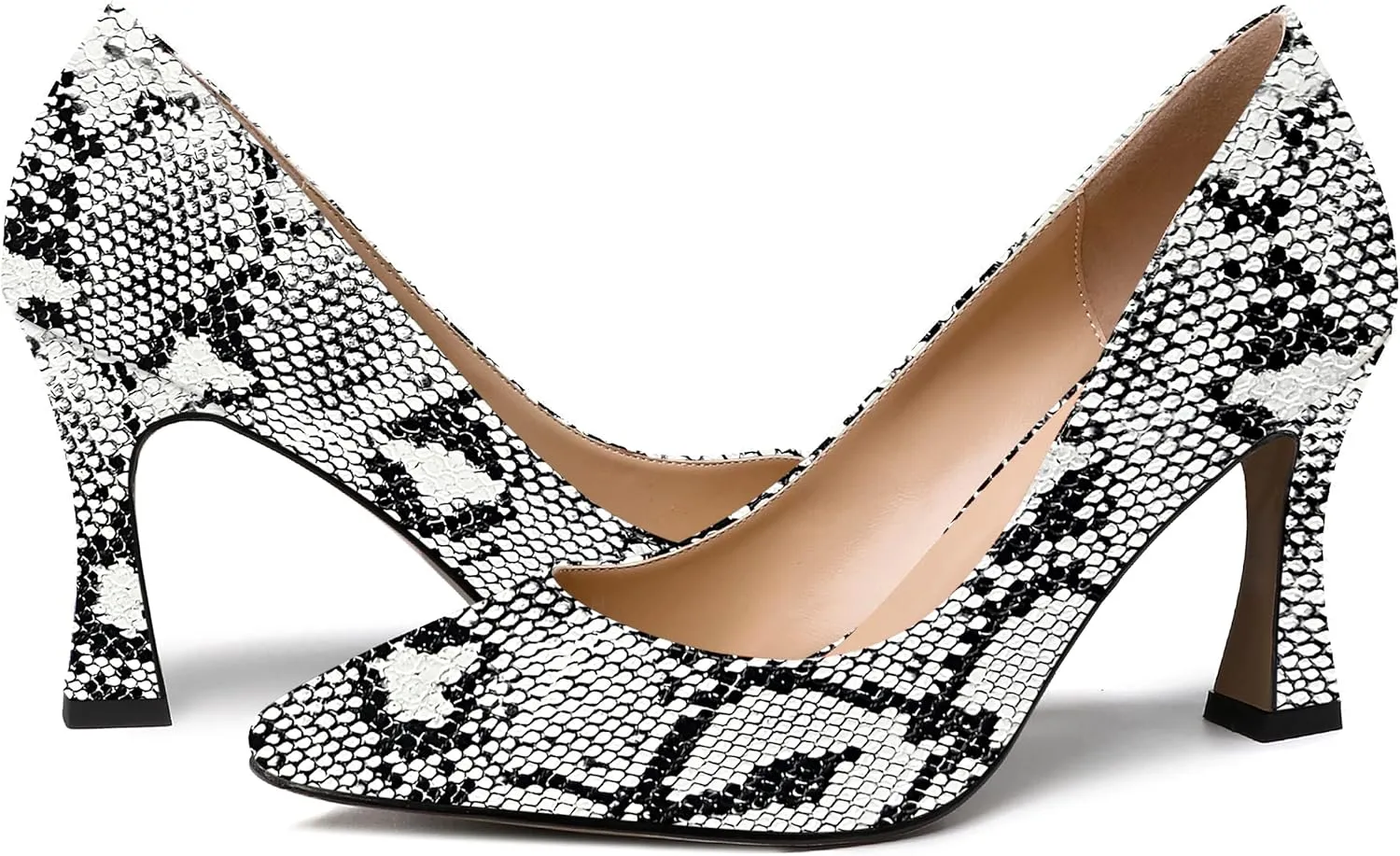 SKYSTERRY Women's Slip On Office Casual Square Toe Patent Spool High Heel Pumps Shoes 3.3 Inch