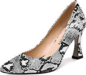 SKYSTERRY Women's Slip On Office Casual Square Toe Patent Spool High Heel Pumps Shoes 3.3 Inch