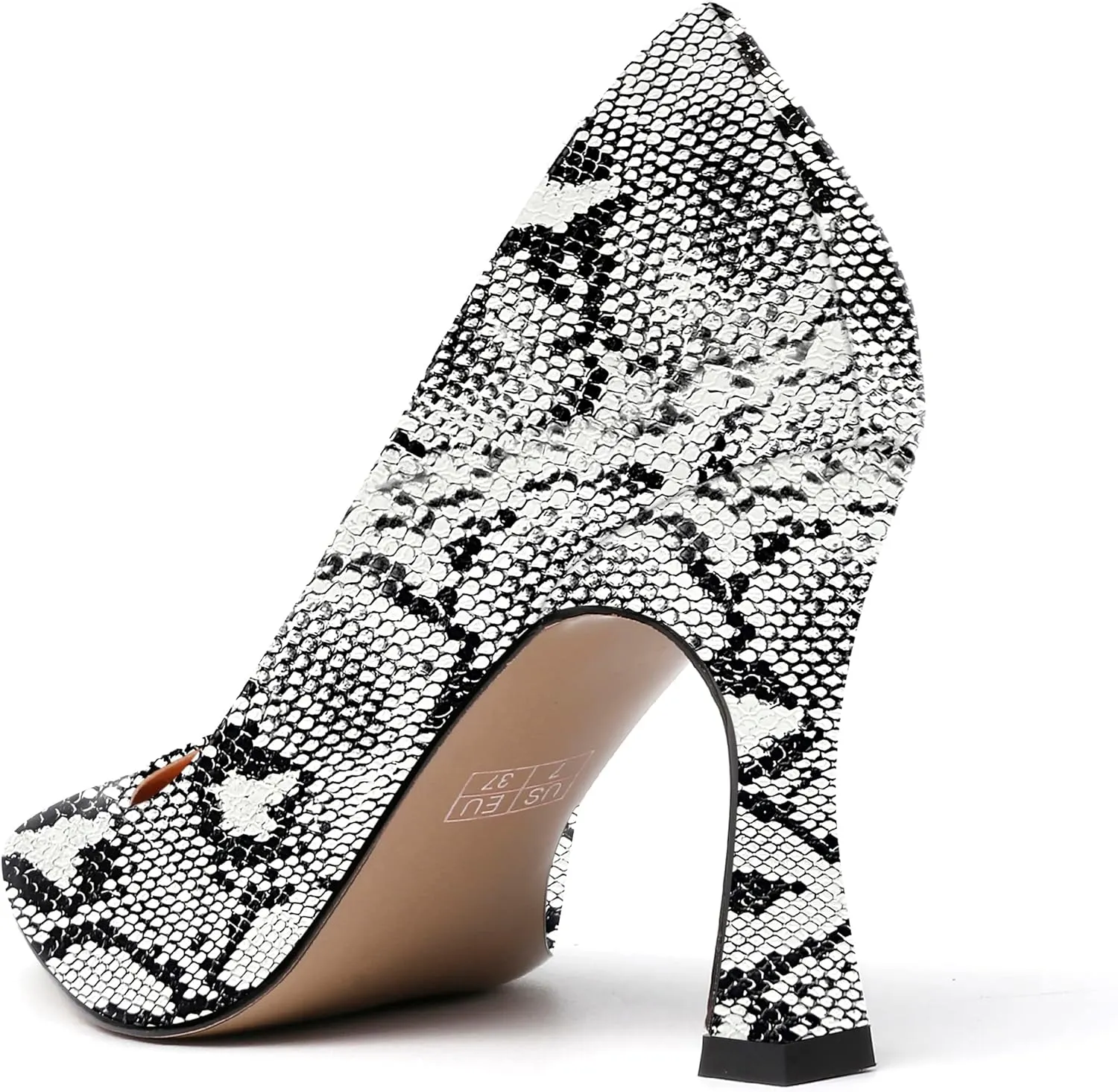 SKYSTERRY Women's Slip On Office Casual Square Toe Patent Spool High Heel Pumps Shoes 3.3 Inch