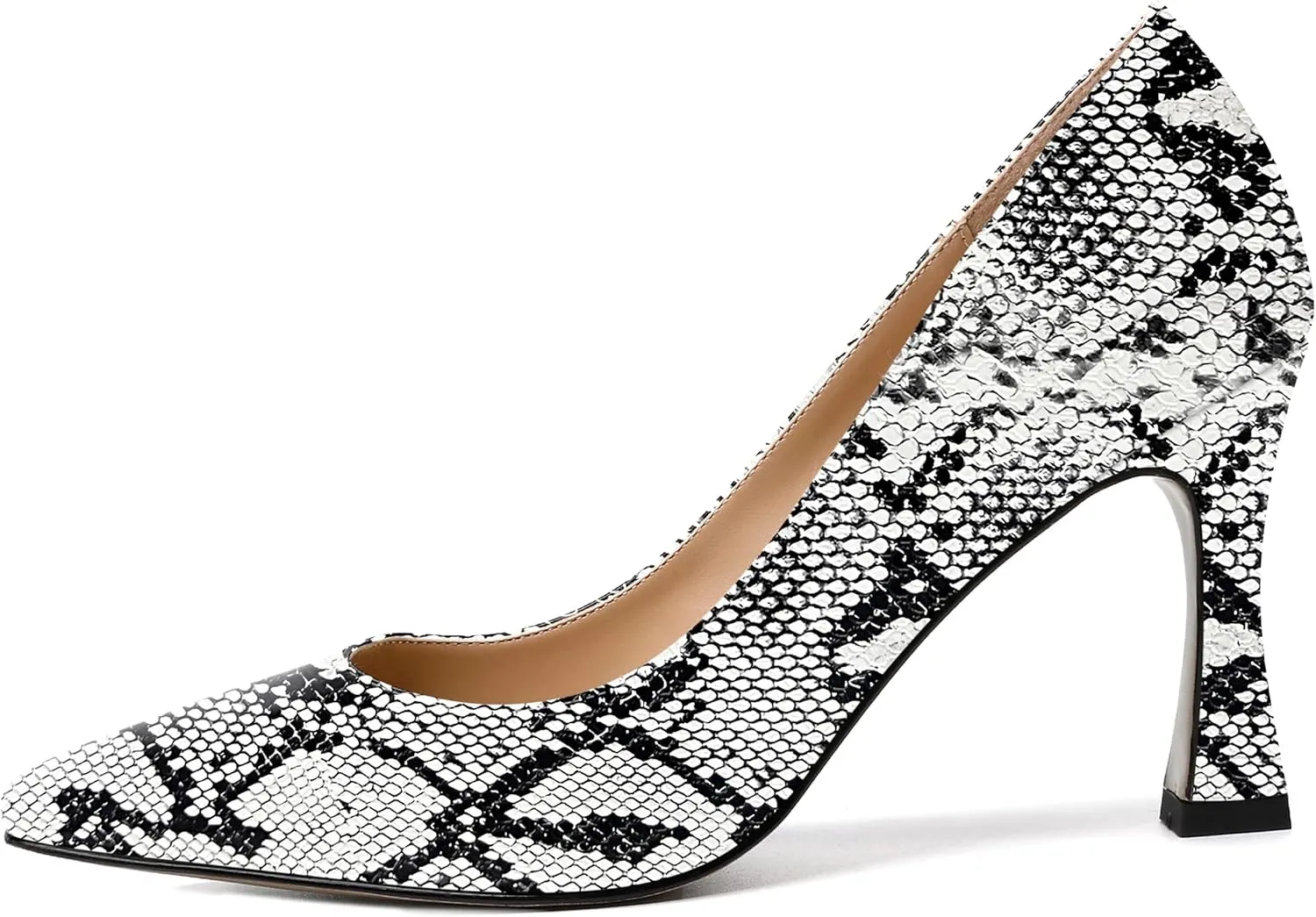 SKYSTERRY Women's Slip On Office Casual Square Toe Patent Spool High Heel Pumps Shoes 3.3 Inch