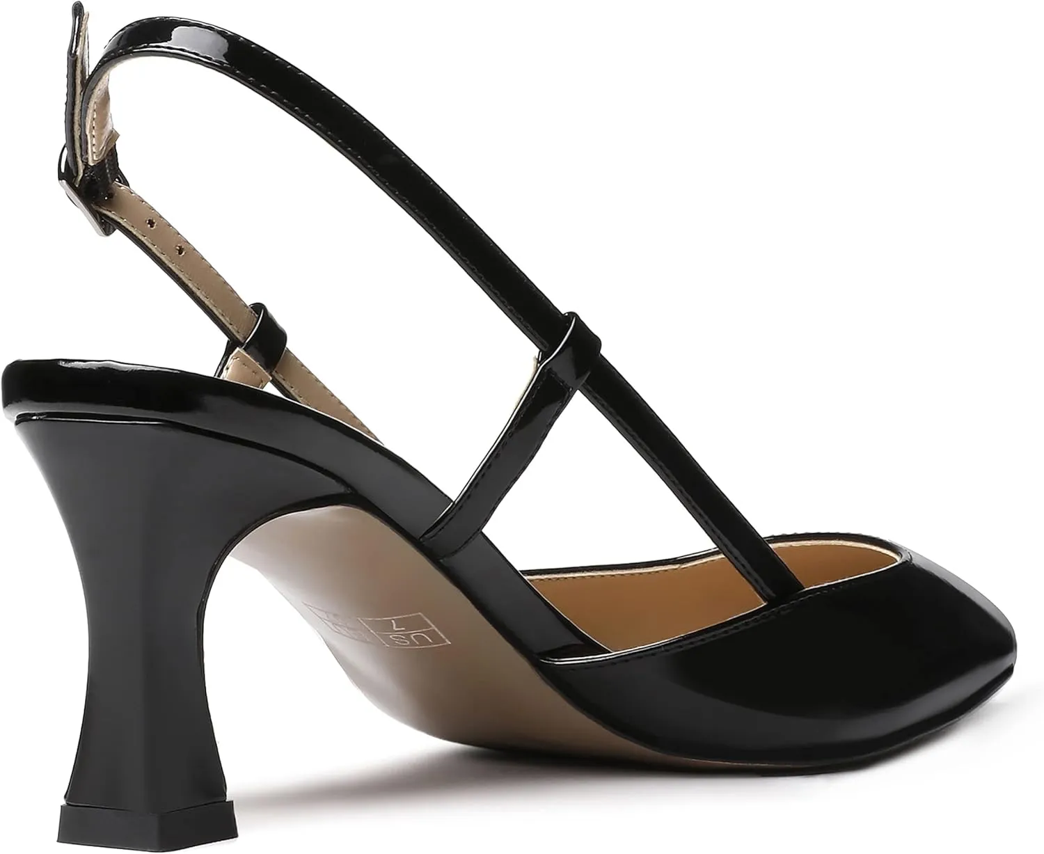 SKYSTERRY Women's Slip On Patent Pointed Toe Slingback Casual Dating Spool Mid Heel Pumps Shoes 2.5 Inch