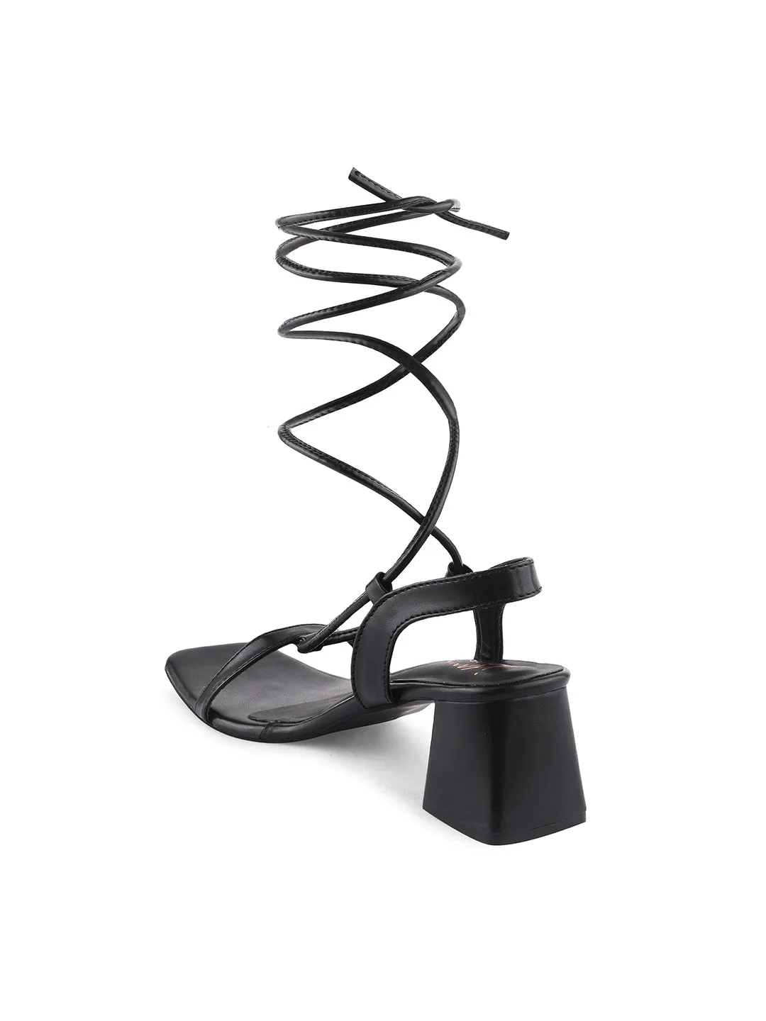 Sleek Lace-Up Block Heel Sandals