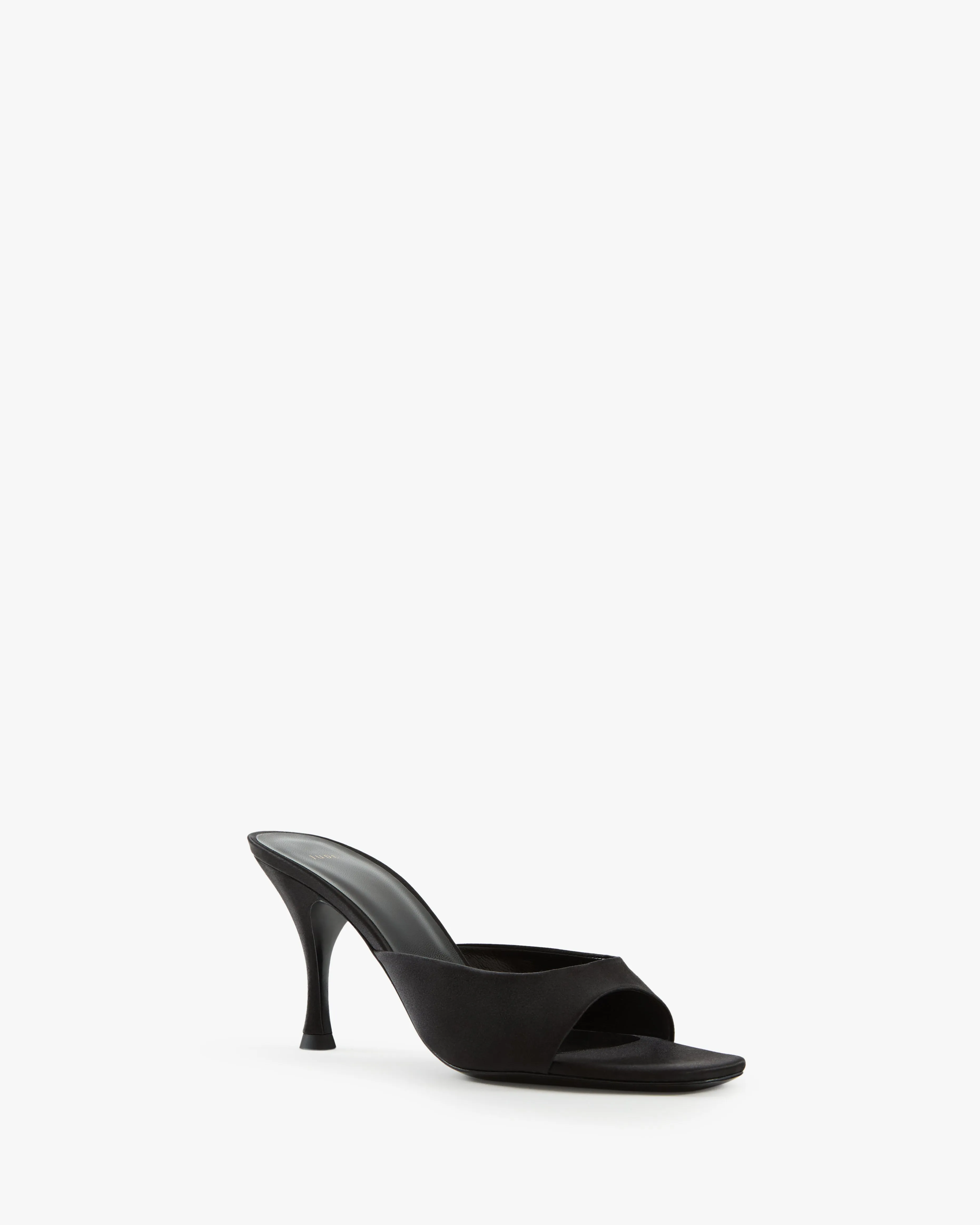 Sleek Mule in Black Silk Satin