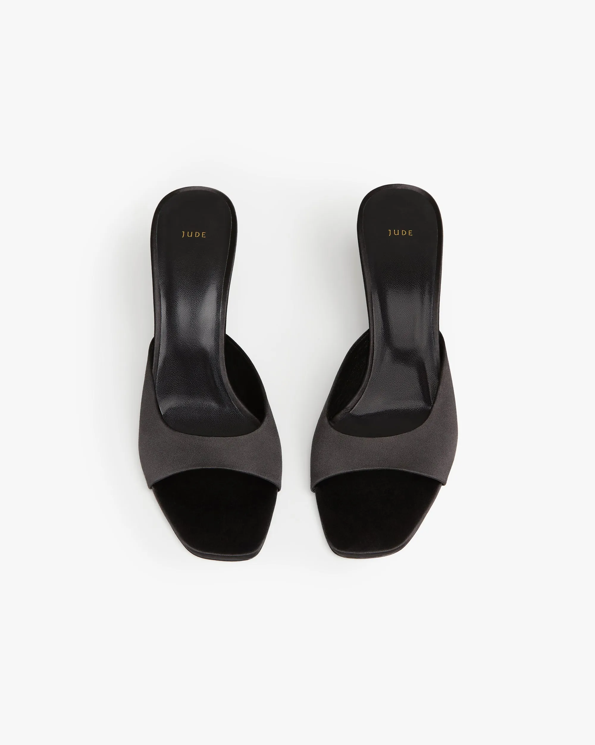 Sleek Mule in Black Silk Satin