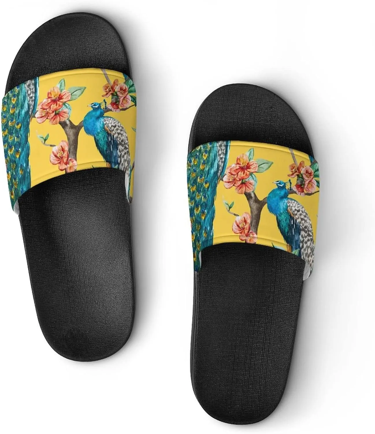 Slippers For Women Blue Peacock Bathroom Sandals House Slides Soft Thick Sole For Indoor Outdoor