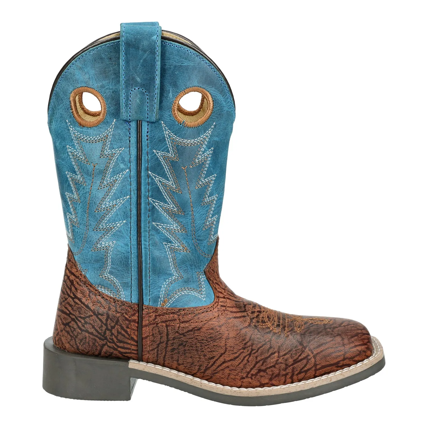 Smoky Mountain Boots Kids Unisex Frontier Brown/Blue Leather Cowboy Boots