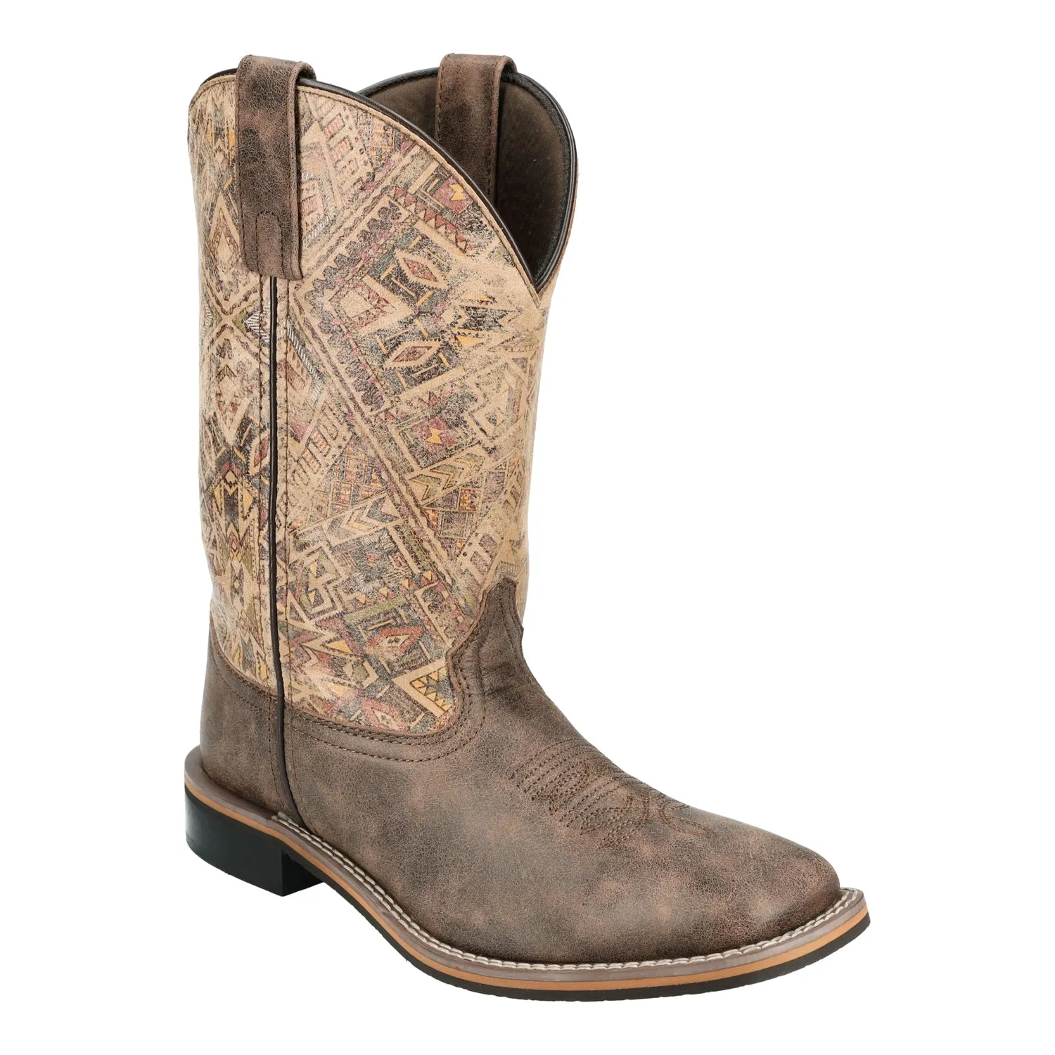 Smoky Mountain Boots Womens Oasis Vintage Chocolate/Tan Leather Cowboy Boots