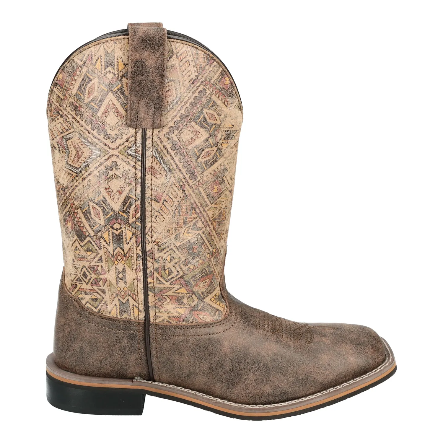 Smoky Mountain Boots Womens Oasis Vintage Chocolate/Tan Leather Cowboy Boots