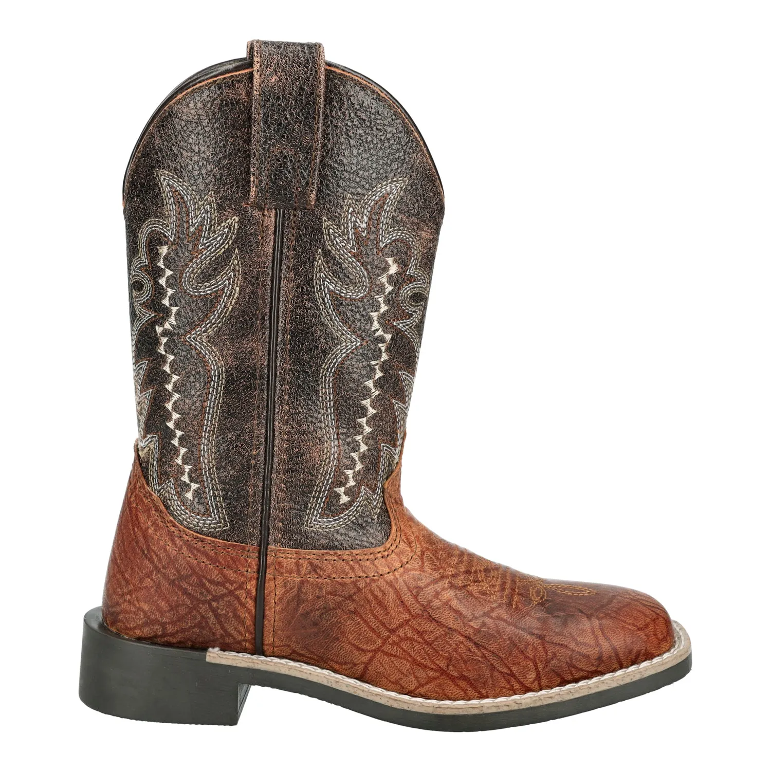 Smoky Mountain Boots Youth Unisex Presley Cognac/Vtg Brown Leather Cowboy Boots