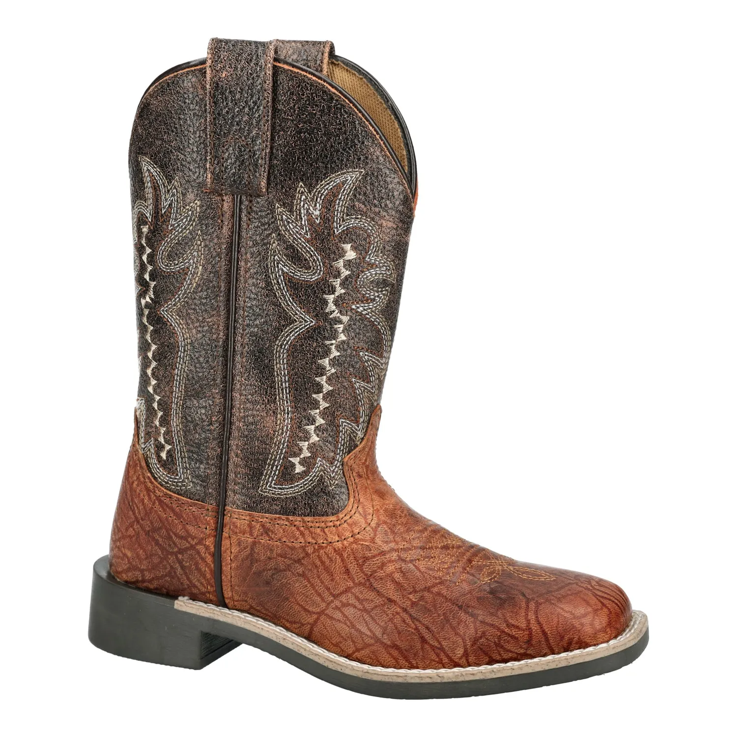 Smoky Mountain Boots Youth Unisex Presley Cognac/Vtg Brown Leather Cowboy Boots