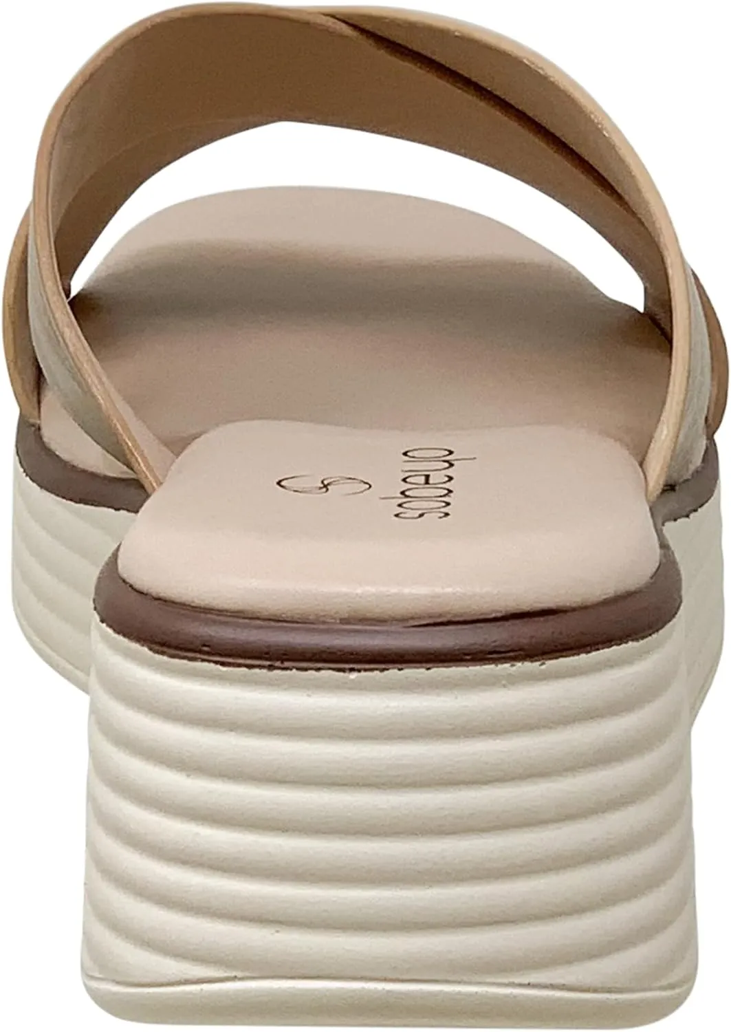 SOBEYO Women's Criss Cross Platform Sandals Striped Sole Accent Cushioned Slip On Slides